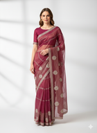 Maroon Zari Elegance Handwoven Saree