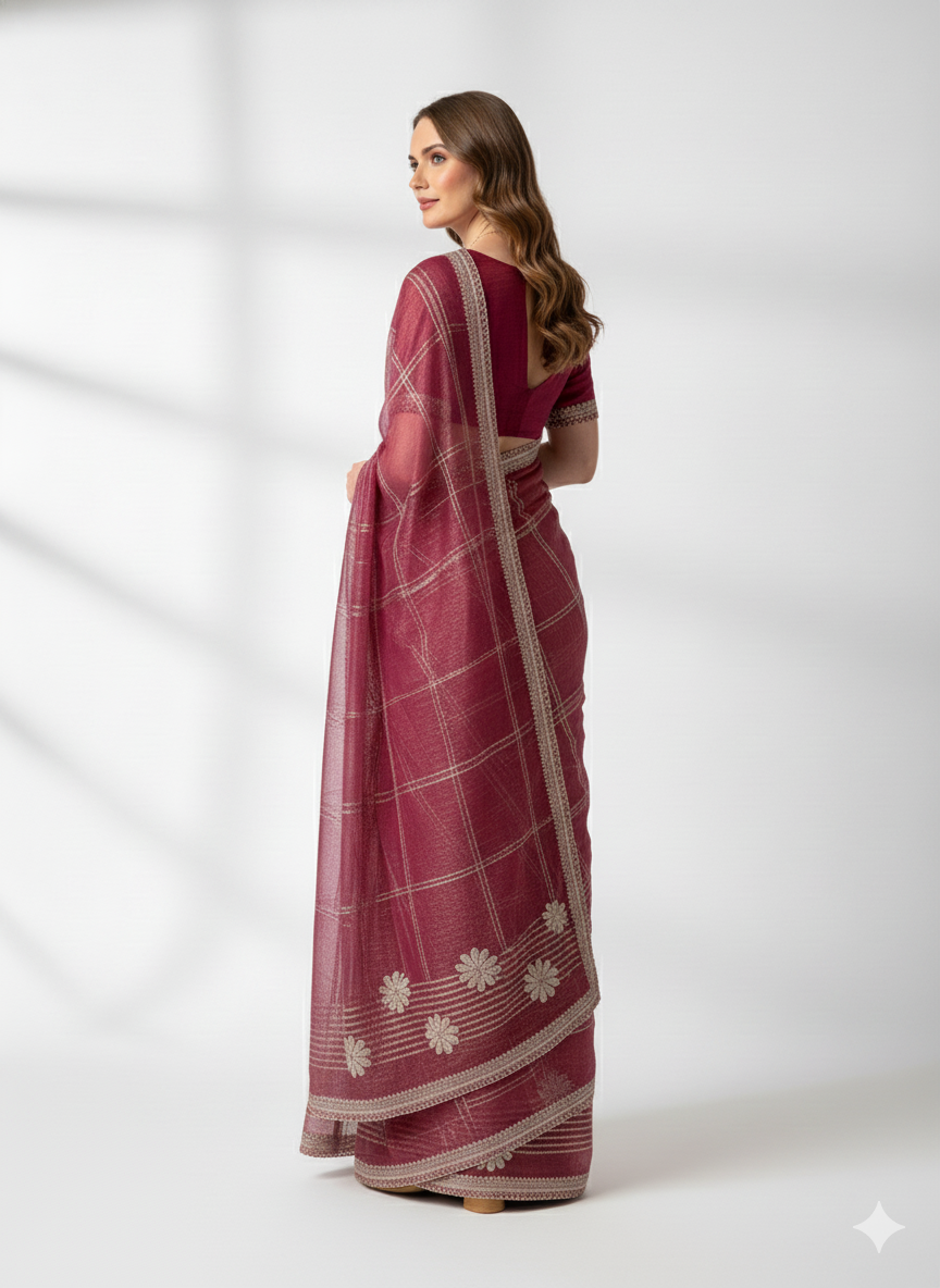Maroon Zari Elegance Handwoven Saree