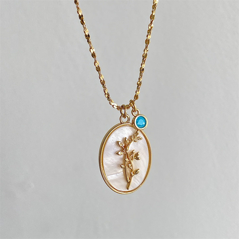 Birthstone Floral Clavicle Chain