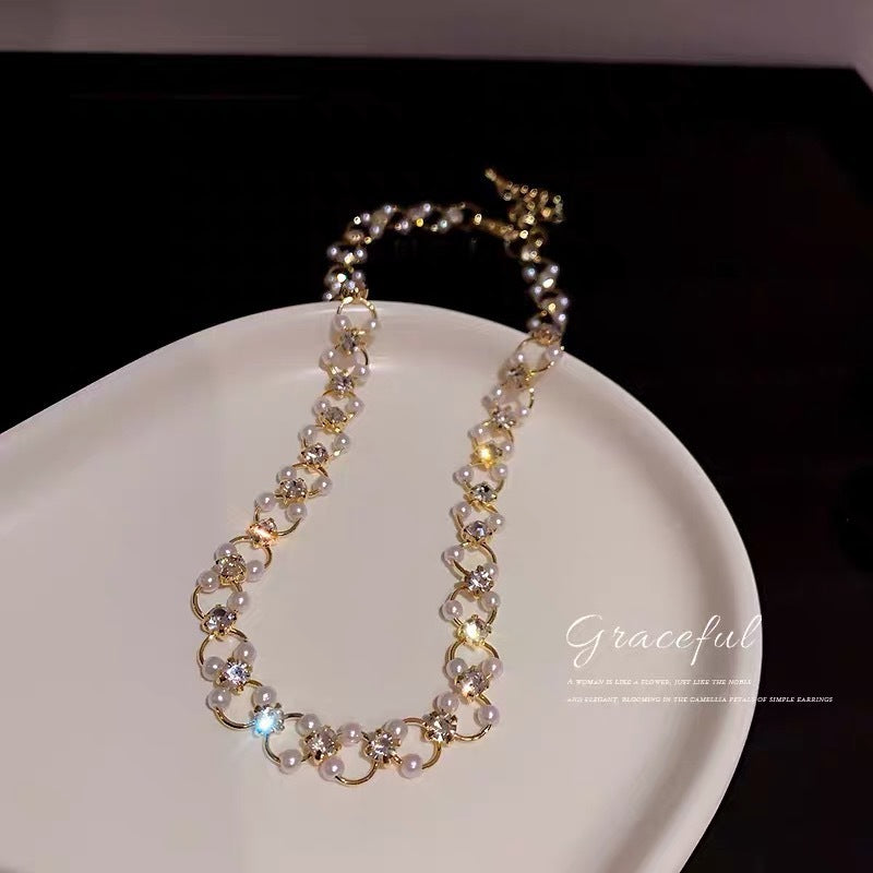 Woven Pearl Clavicle Chain