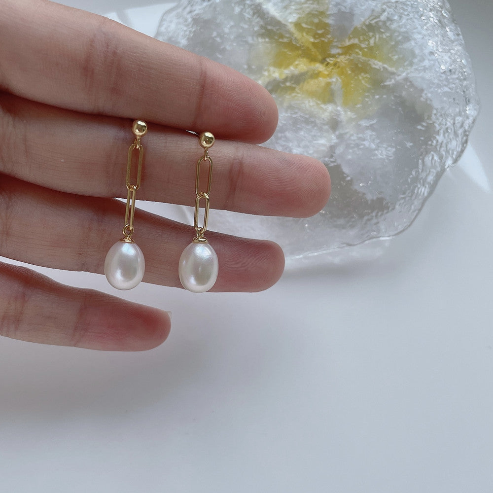 Retro Pearl Chain Earrings