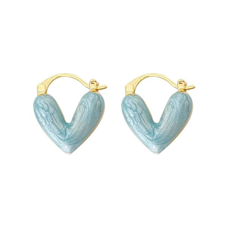 Glazed Peach Heart Earrings