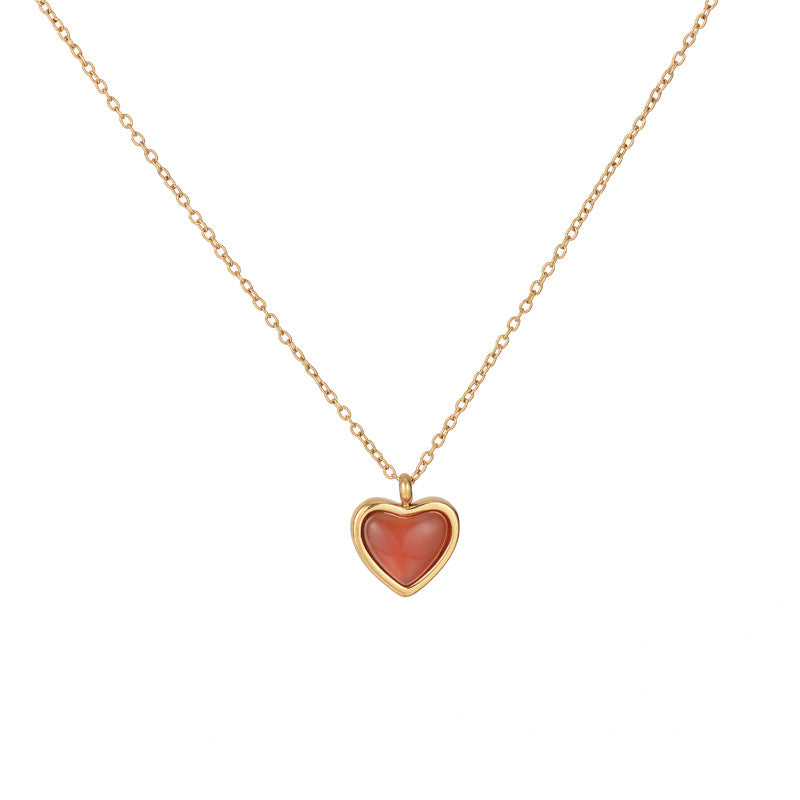 Red Agate Heart Necklace