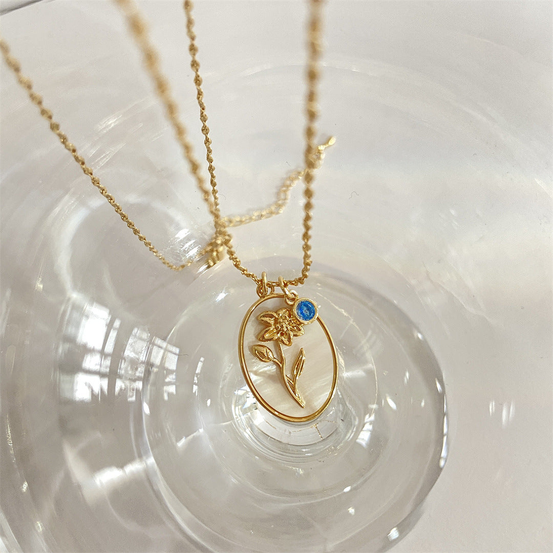 Birthstone Floral Clavicle Chain