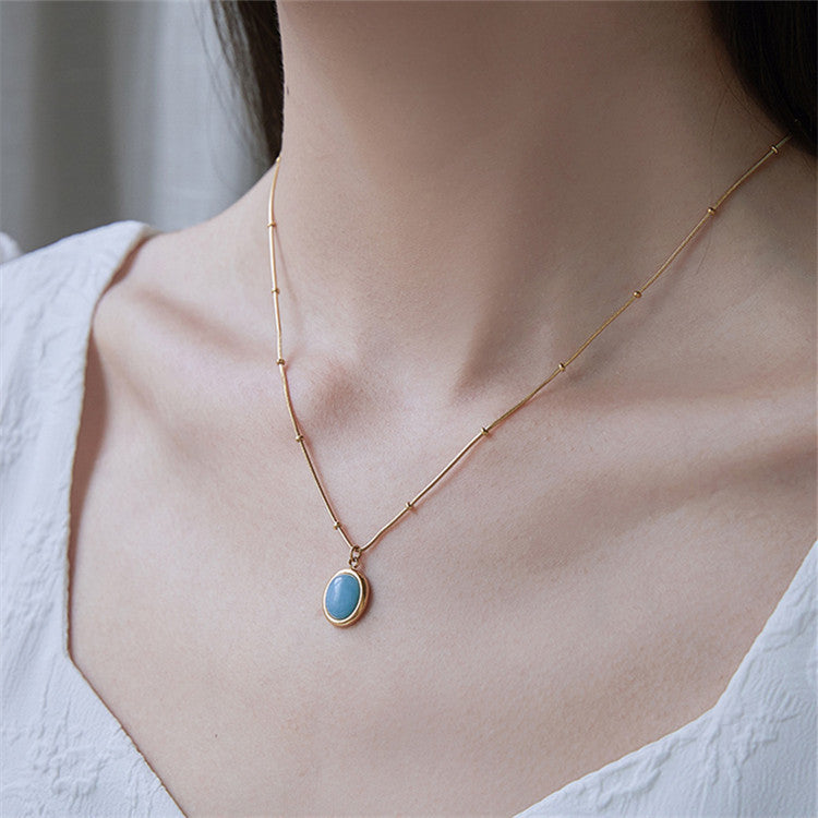 Blue Star Oval Necklace