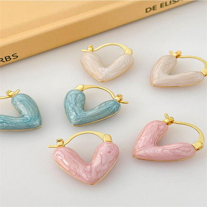 Glazed Peach Heart Earrings