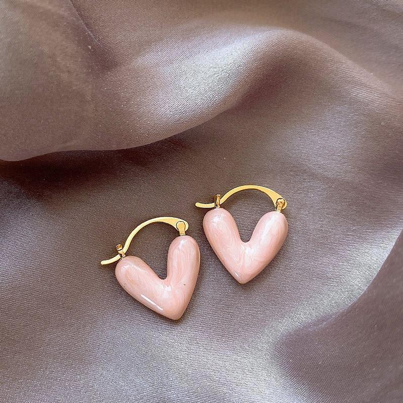 Glazed Peach Heart Earrings