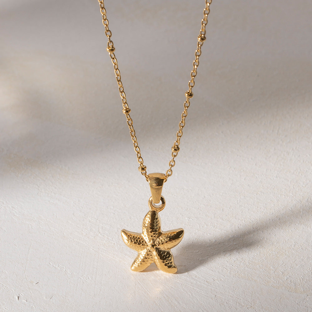 Ocean Starfish Pendant Necklace – Light Luxury Seaside Statement Jewellery