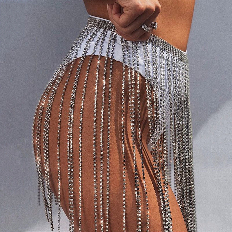 Crystal Tassel Rhinestone Waist Chain
