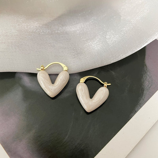 Glazed Peach Heart Earrings