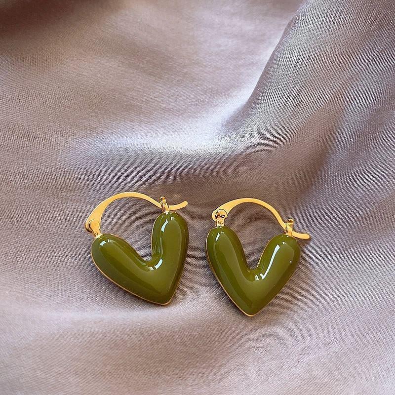 Glazed Peach Heart Earrings