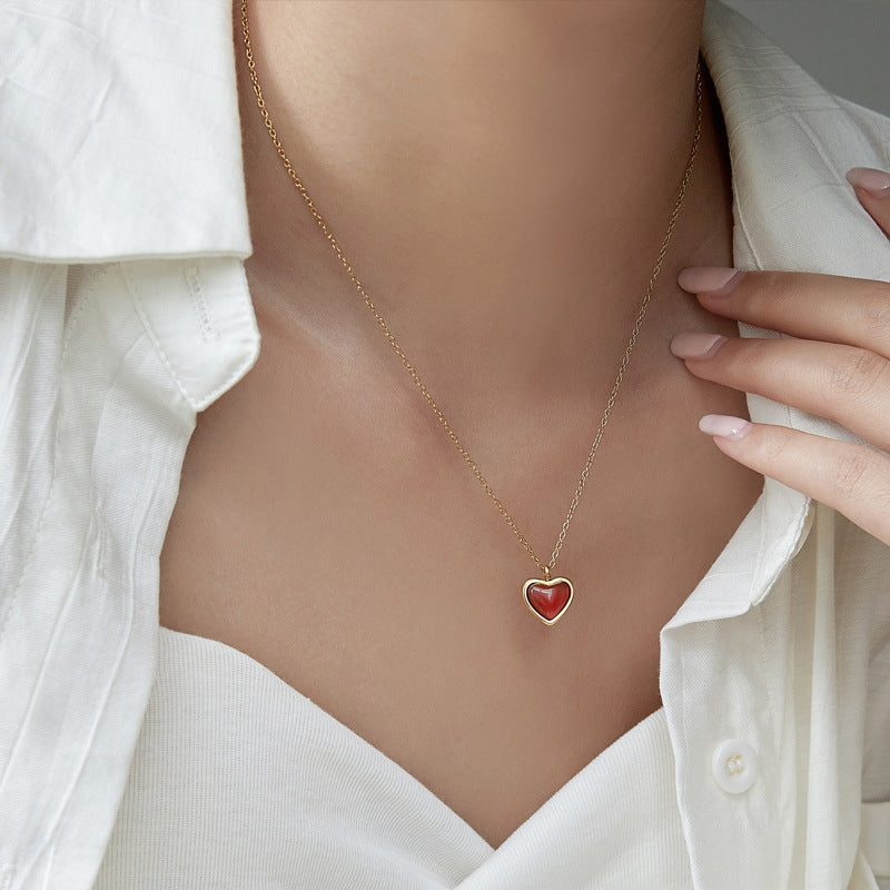 Red Agate Heart Necklace