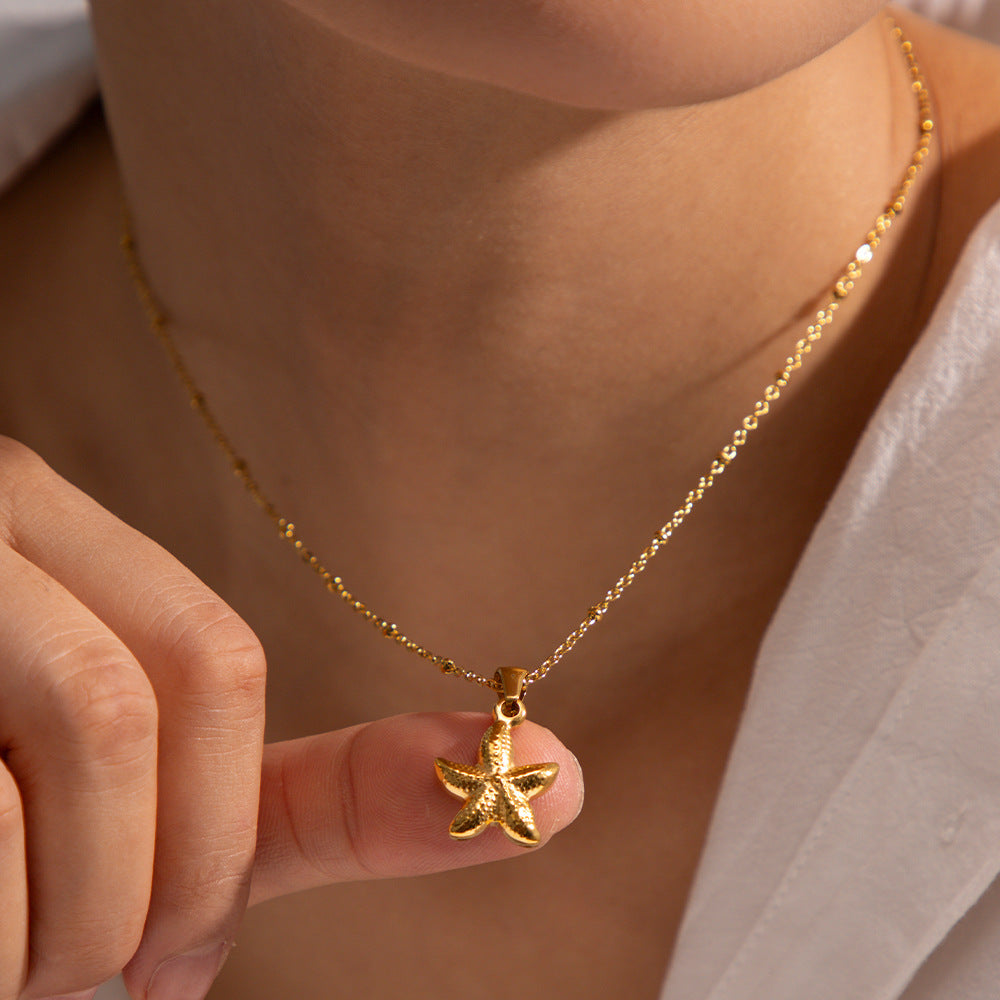 Ocean Starfish Pendant Necklace – Light Luxury Seaside Statement Jewellery